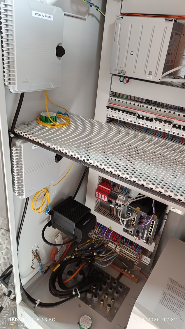 Ερμάριο ανεμογεννήτριας με βιομηχανικά switches και τερματισμό οπτικών ινών