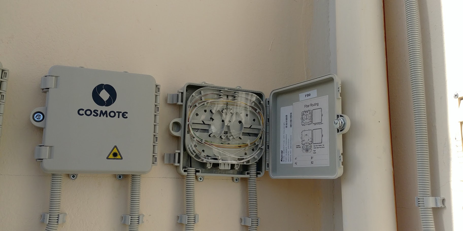 Κουτιά τερματισμού FTTH σε τοίχο